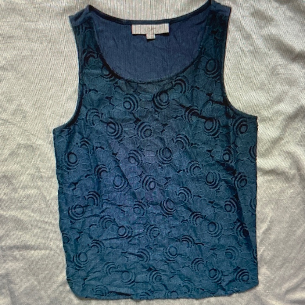 LOFT Navy Blue Lace Tank